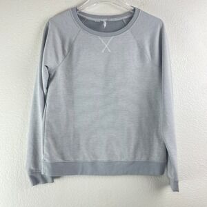 Travis Mathew Womens Grey Micro-Stripe Raglan Crewneck Sweatshirt Size M 1LA007